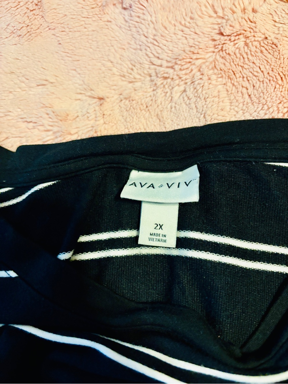 Ava & Viv 2X Black White Striped T-Shirt Dress Plus Size Soft Stretch - Picture 5 of 6